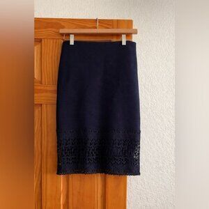 Chic Navy Lace Pencil Skirt